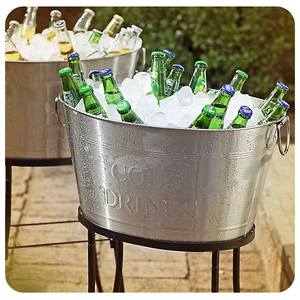 Large metal party tub for outdoor celebrations and backyard gatherings filled with <b>ice</b> and cold <b>drinks</b> - Product Image 2
