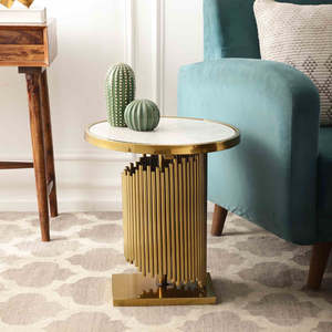 Meilleure vente de table d'appoint avec cadre en métal et dessus rond en marbre pour la maison et le salon à un prix abordable - Product Image 2