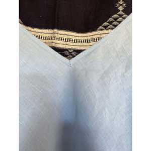 Camisola Azul Veraniega sin Costuras de Lino Informal de Nylon Tejido con Decoración de Encaje para la Temporada de Verano - Product Image 4