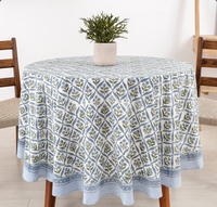 Nappe carrée en coton écologique faite à la main avec impression indienne, grand format, style classique, pour table à manger, personnalisable, motif floral