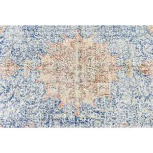 Alfombra Turca Vintage Grande de 5x8.2 pies, Alfombra Azul Ikat de Lana - Product Image 5