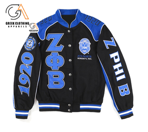 Zeta Phi Beta Custom Autumn Sorority Racer Jacket Sorority Style Cotton <b>Shell</b> Embroidered Applique Breathable Eco-Friendly Solid - Product Image 5
