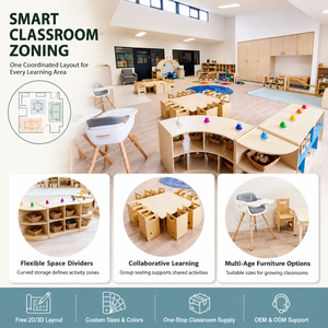 Set di Arredamento per Bambini per Asilo Nido Forniture per la Scuola Materna Set Tavolo e Sedie <span class=keywords><strong>Montessori</strong></span> per Scuola dell'Infanzia Design per Aule - Product Image 2