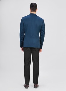 Blazer Elegante Azul Pavo Real para Hombre, Estilo Corte, Chaqueta Formal Profesional para Eventos y Oficina, Disponible para la Venta - Product Image 2