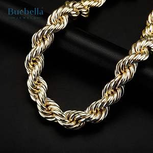 Venta caliente 925 Plata 18K Chapado en oro 5mm Moissanite Cuerda Collar de cadena para hombres - Product Image 1