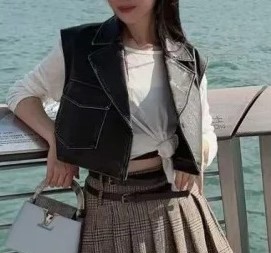 Gilet en peau de mouton élégant de longueur courte pour femmes, vêtements de rue, gilets pour femmes, vente en gros, veste en cuir véritable - Product Image 5