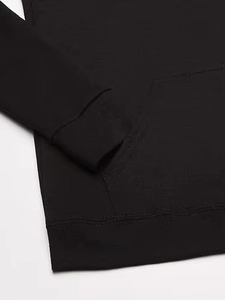 Sweat-shirt à capuche en molleton de coton mélangé décontracté pour homme, noir, crocheté et brodé, avec poche - Product Image 4