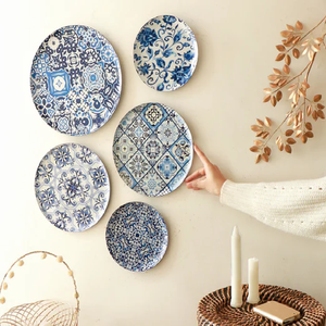 Indian Iron Metal <b>Wall</b> <b>Plate</b> Sticker Black Enamel Flower Design for Dish Serving Christmas Table Top Accessories Wholesale - Product Image 3