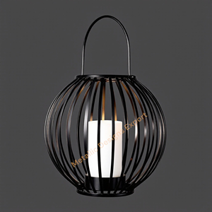 Sleek Black Iron Sphere Lantern Unique Modern <b>Candle</b> Jar <b>Holder</b> for Stylish Indoor/<b>Outdoor</b> Decor and Soothing Ambiance Lighting - Product Image 2