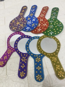 Espejo de Bolsillo Vintage Multicolor para Dama de Honor, Espejo Decorativo para Regalo, Boda India, Haldi, Sangeet, Diwali, Rakhi, Puja - Product Image 3