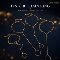Chaîne de doigt, bague, bracelet de main en acier inoxydable avec zircone cubique plaqué or 18 carats, bijoux de main pour femme, vente en gros