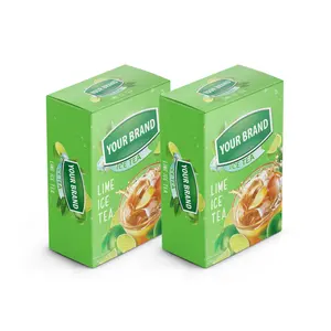 100% Organique Instantané Glace Citron Thé Poudre Impression Personnalisée Mélange de Thé Sachet Emballage Thé OEM Lime Saveur Poudre Instantanée