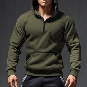 Pull à capuche en coton 100% décontracté pour hommes, sweat-shirt à fermeture éclair en molleton à couleur bloquée, techniques brodées pour l'hiver numérique - Product Image 2
