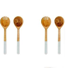 2pk Wood Salad <b>Serving</b> <b>Spoon</b> Set Brown WOODEN SALAD SERVER SET OF 2 HAND MADE UNIQUE KETCHENWAR - Product Image 2