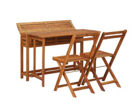 Ensemble de mobilier d'extérieur moderne en bambou massif, table de jardin avec 2 chaises bistrot pour repas et parcs