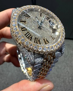 Customised Logo New Trendy Luxury Handmade Fully for Ice VVS Moissanite Analog Hip Hop Style <b>Watches</b> Mechanical Movement - Product Image 4