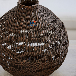 Florero de ratán hecho a mano, soporte de flor de bambú tejido Natural para decoración del hogar bohemio, idea de regalo rústica ecológica - Product Image 3