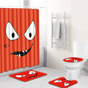 Starry Cartoon Animals Print <b>Bathroom</b> Rug <b>Set</b> Shower Curtain Toilet Cover Bath <b>Mat</b> 4 Piece - Product Image 4