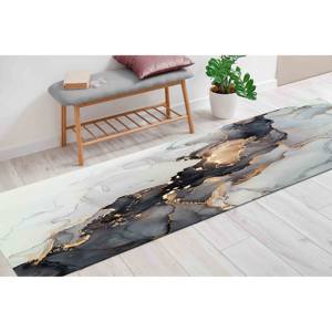Tapis en marbre noir et or : Tapis d'art abstrait moderne, Tapis imprimé, Tapis en chenille - Product Image 5