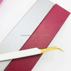 Pinzas de Precisión Antiestáticas con Punta de Diamante Blanco de Lujo, Pinzas de Acero Inoxidable Dorado para Extensión de Pestañas de Fibra de Volumen - Product Image 2