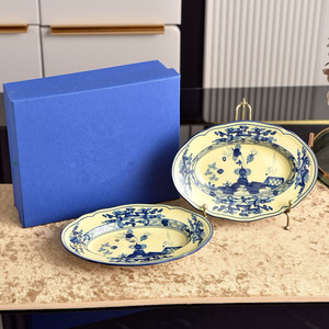 European Retro Decal 2-piece Porcelain Oval Plate Tableware <b>Set</b> for Home Decoration and Wedding Occasions - Product Image 1