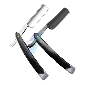 มีดโกนตรงด้ามจับไม้แบบสแตนเลสพับได้มีดโกนหนวดสีดำดีไซน์ล่าสุด - Product Image 1