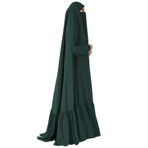 Fashionable Baggy Oversize Long Women Abaya Wholesale Logo Size As Customer Demands Front Closed <b>Down</b> Frill Plated Abaya - Product Image 4