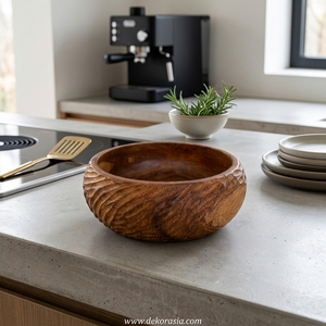 Tazón de Madera Ecológico, Tazón para Servir Ensaladas de Madera Natural, Tazones de Madera de Teca para Frutas, para el Hogar, Utensilios de Cocina y Fiestas - Product Image 5