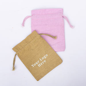 Ensemble de deux sacs à cordon en coton pochettes écologiques imprimées sur mesure pour emballage et cadeaux sacs en tissu réutilisables pour bijoux - Product Image 3