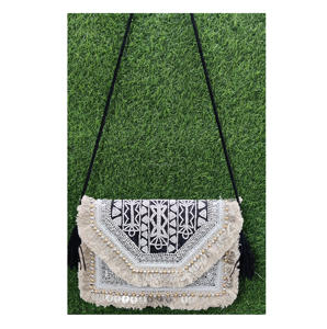 Sac à main de soirée en jute de style bohème indien pour femmes, fermeture à glissière, grande capacité, fait main, avec perles - Product Image 6