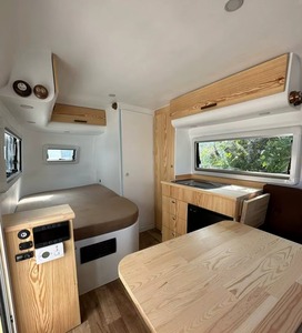 Top Lightweight Modern Mini Teardrop Camper Trailer Stainless Steel <b>Slide</b>-Out Kitchen Independent Suspension 4 Person Capacity - Product Image 3