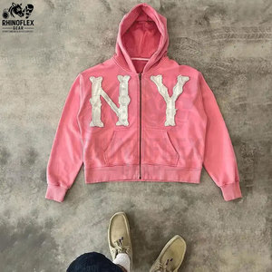 Nouveau dernier Design sweats à capuche haut 2025 nouvelle mode meilleur Design couleur unie basiques coton mélangé détresse broderie sweats à capuche pour hommes - Product Image 4