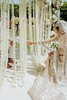 Mogra Nikah Toile de fond Rideau élégant blanc cassé/blanc pour une superbe décoration de mariage Décoration de mariage islamique élégante