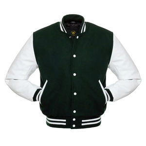 Chaqueta Bomber Universitaria con Mangas Blancas Brillantes, Chaqueta Letterman con Mangas de Cuero, Chaqueta Universitaria de Cuero Letterman - Product Image 2