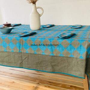 Mantel de Algodón Hecho a Mano en India, Hermoso Mantel de Algodón Estampado a Mano para Bodas, Mantel en Venta - Product Image 4