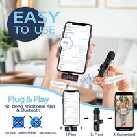 Microphone cravate sans fil professionnel K9 Mini portable en métal 1 émetteur 2 récepteurs avec fonction d'enregistrement et suppression du bruit compatible téléphone
