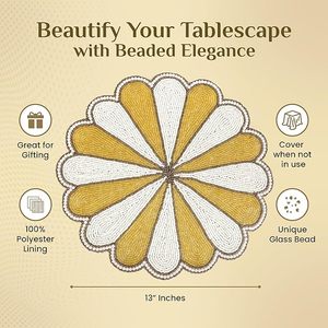 Best Luxury Pineapple Yellow Glass <b>Beads</b> <b>Placemat</b> Christmas Party Tableware Decorative Theme Design - Product Image 3