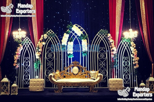 ฉากหลังงานแต่งงานทันสมัยหรูหรา โครงโลหะสีโรสโกลด์ สแตนเลส ปรับแต่งสีและขนาดได้ สำหรับงานเลี้ยงฉลองงานแต่งงาน - Product Image 4