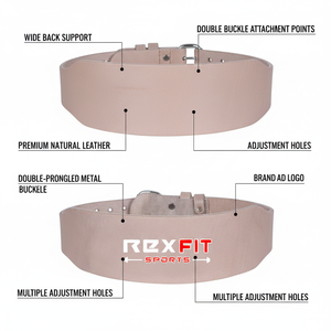 Cinturón de Gimnasio de Cuero Rexfit para Levantamiento de Pesas, Cinturón de Soporte Lumbar para Entrenamiento de Fuerza y Gimnasio - Product Image 4