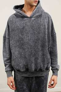High Quality 100% Cotton Winter Hoodie <b>Men</b> Oversized Drop Shoulder Washed Heavyweight Fleece Eco-Friendly Breathable Custom - Product Image 4