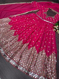 NUEVO DISEÑADOR VESTIDO DE FIESTA PESADO ESPEJO TRABAJO GEOREGTTE VESTIDO CON DUPATTA - Product Image 4