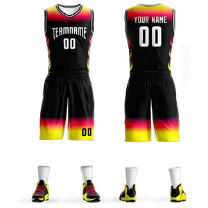 Maillot brodé par sublimation Maillot de basket-ball personnalisé et short Ensembles d'uniformes de basket-ball réversibles pour jeunes Vêtements - Product Image 1