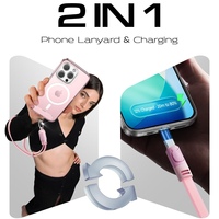 LISEN 2025 60W USB C Anti-vol Sangle de téléphone réglable Lanière de sécurité pour téléphone avec câble USB C 60W pour téléphone portable
