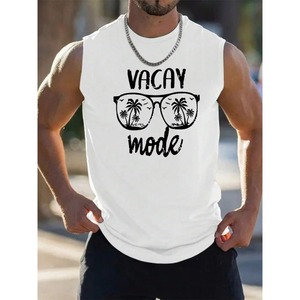 Camisetas sin mangas de árbol de coco de LICRA/algodón de secado rápido respetuosas con el medio ambiente impresas digitales para hombres patrón de puesta de sol colorido verano Casual Suelto - Product Image 6