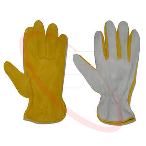 Vente en gros de gants de travail en cuir de vachette jaune sans doublure en cuir de vachette avec clé de pouce style Fahrerhandschuhe pour hommes - Product Image 1