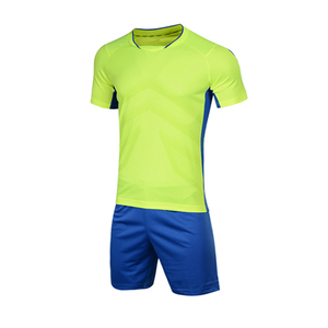 Ensemble de maillot de football SAFA SPORTS pour homme, vert néon bleu, manches courtes, tissu respirant, uniforme sportif, nom d'équipe personnalisé - Product Image 1
