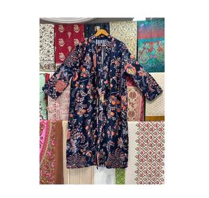 Luxe Velours Maison Robe Unisexe Ceinturé Kimono Velours Doublé Robe De Chambre Floral Velours Veste Manteau Manteau D'hiver - Product Image 1