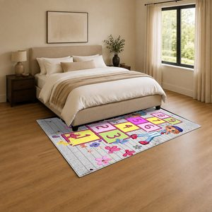 Tapis RUGS DEPOT LXDP-0788 – Tapis ethnique multicolore neutre Kilim imprimé numériquement, lavable en machine, en chenille, antidérapant – Vente en gros - Product Image 3
