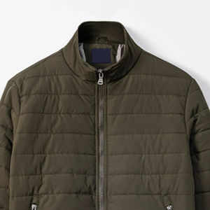 Personnalisable XL solide vert olive fermeture à glissière support coupe-vent respirant toile hiver extérieur veste confortable léger - Product Image 2