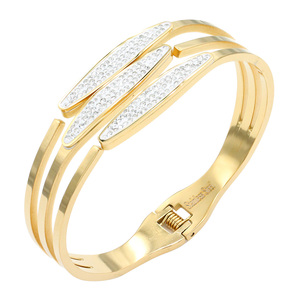 กำไลข้อมือสแตนเลสสตีลชุบทองกำไลข้อมือคริสตัลคริสตัลและสร้อยข้อมือ - Product Image 2